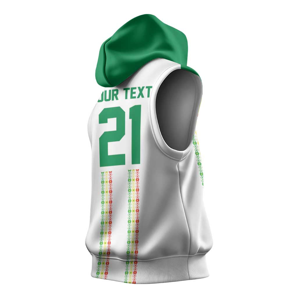 World Football 2026 Senegal Custom Sleeveless Hoodie African Kente White Pattern - African Pride