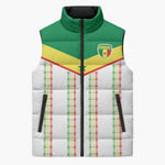 World Football 2026 Senegal Custom Sleeveless Puffer Jacket African Kente White Pattern - African Pride