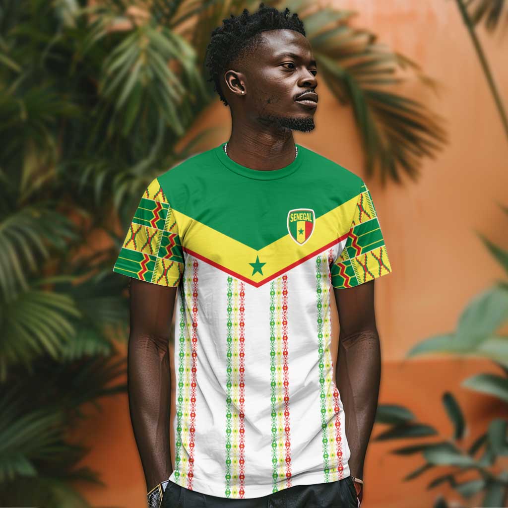 World Football 2026 Senegal Custom T shirt African Kente White Pattern LT9
