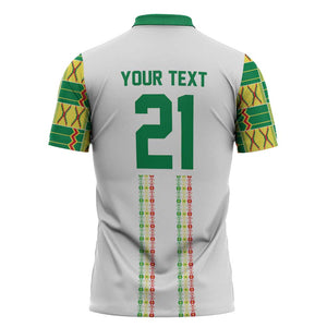 World Football 2026 Senegal Custom Zipper Polo Shirt African Kente White Pattern - African Pride