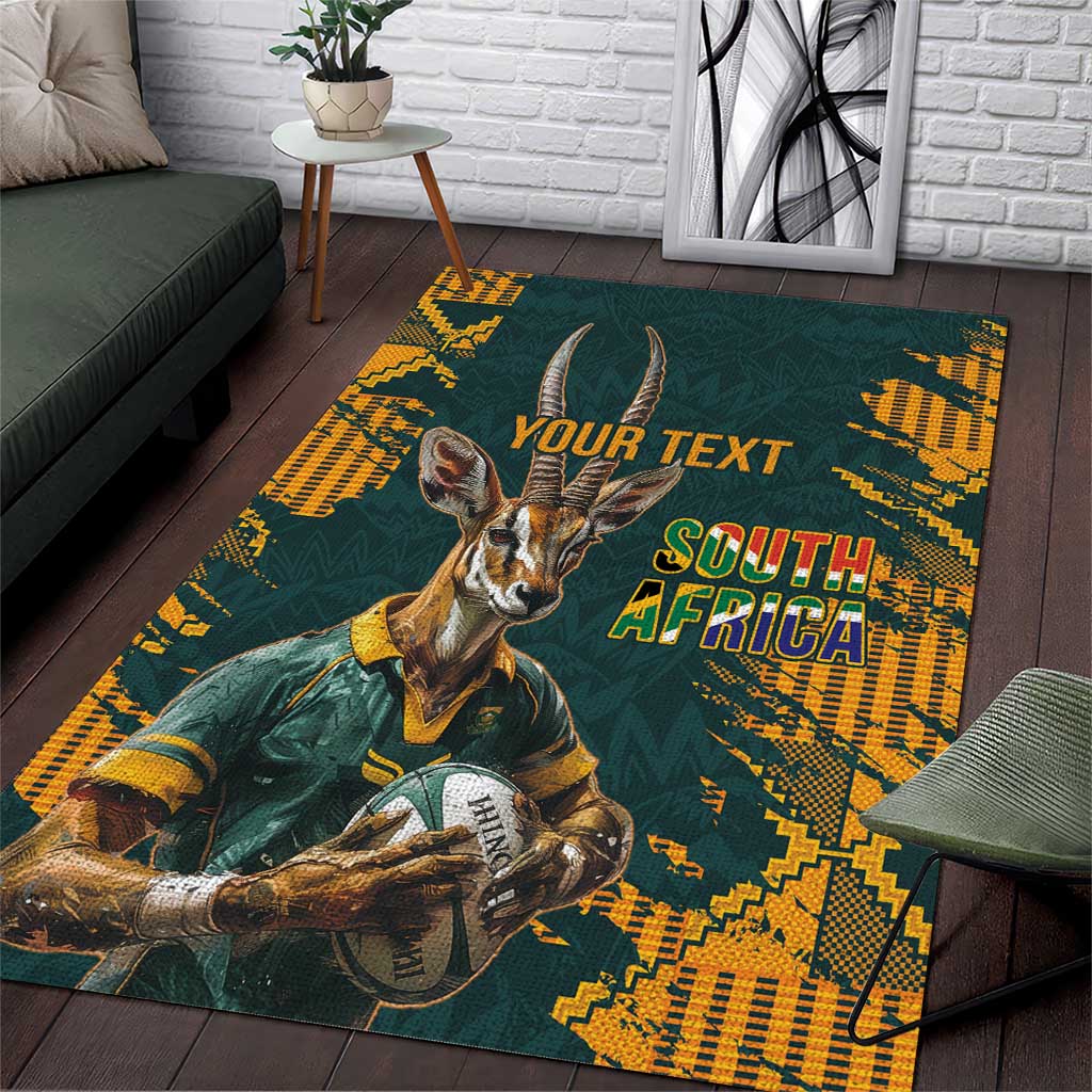 South Africa Rugby Custom Area Rug Afro Springboks Mascot Sporty Version