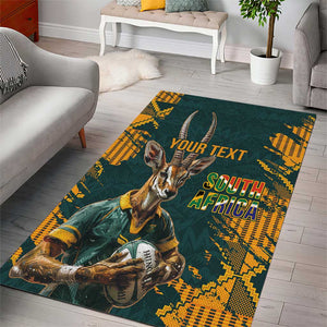 South Africa Rugby Custom Area Rug Afro Springboks Mascot Sporty Version