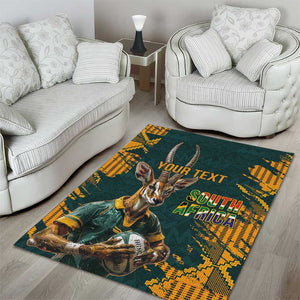 South Africa Rugby Custom Area Rug Afro Springboks Mascot Sporty Version