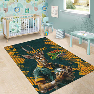 South Africa Rugby Custom Area Rug Afro Springboks Mascot Sporty Version