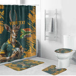 South Africa Rugby Custom Bathroom Set Afro Springboks Mascot Sporty Version
