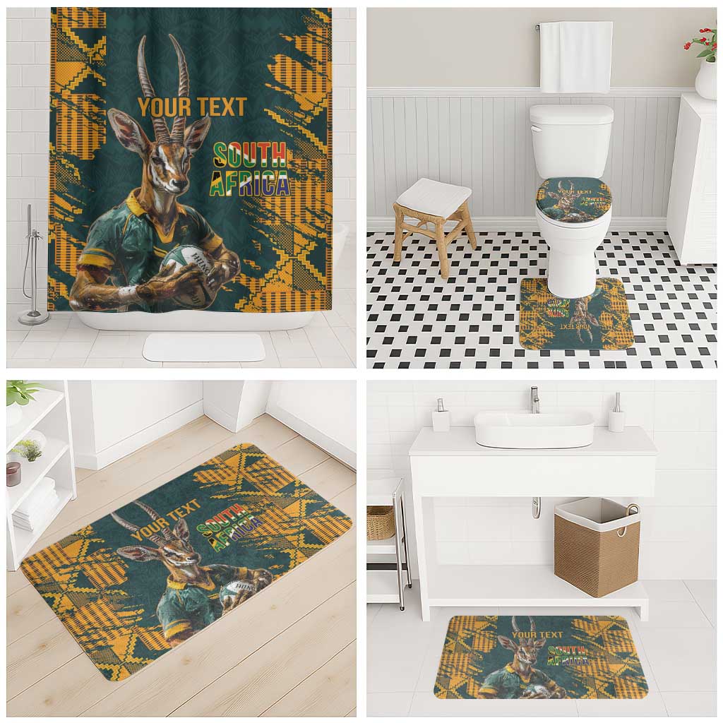 South Africa Rugby Custom Bathroom Set Afro Springboks Mascot Sporty Version