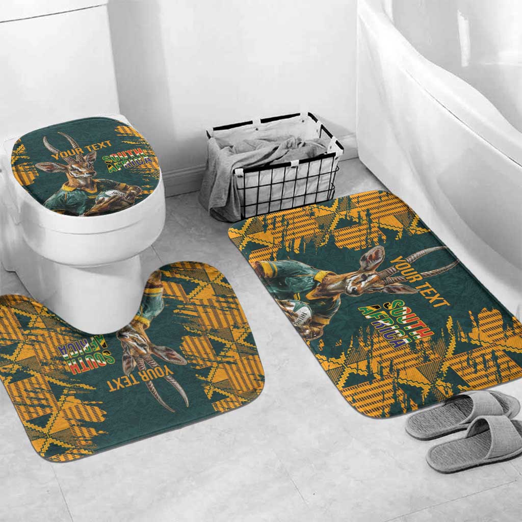 South Africa Rugby Custom Bathroom Set Afro Springboks Mascot Sporty Version