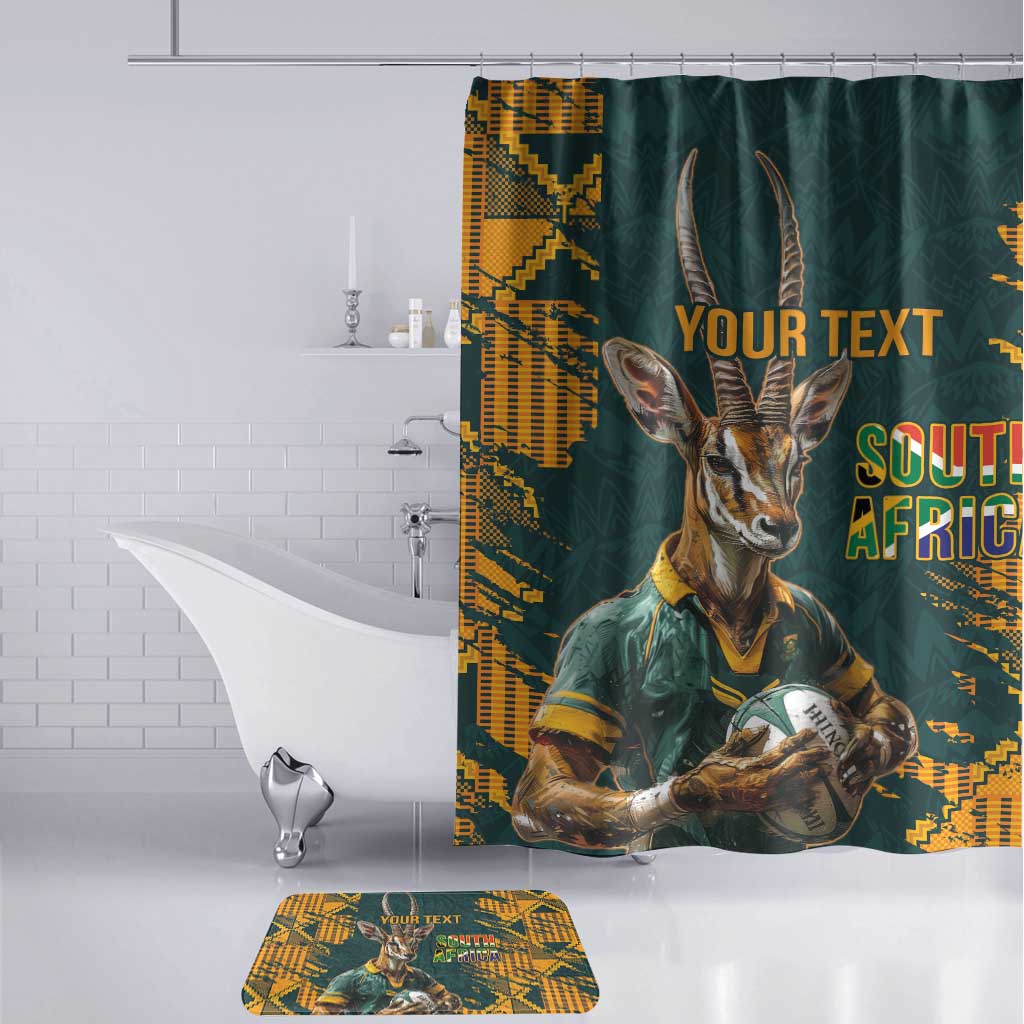 South Africa Rugby Custom Bathroom Set Afro Springboks Mascot Sporty Version