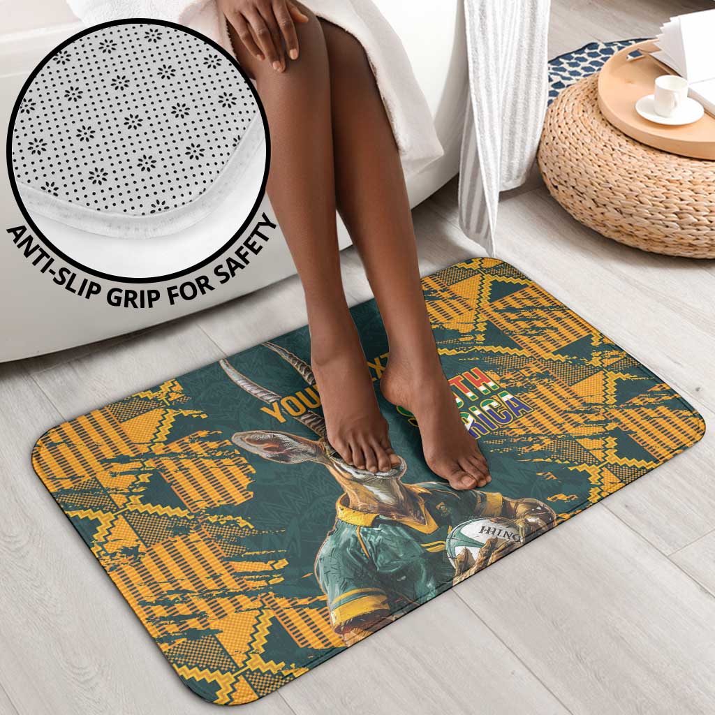 South Africa Rugby Custom Bathroom Set Afro Springboks Mascot Sporty Version