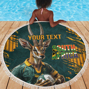 South Africa Rugby Custom Beach Blanket Afro Springboks Mascot Sporty Version