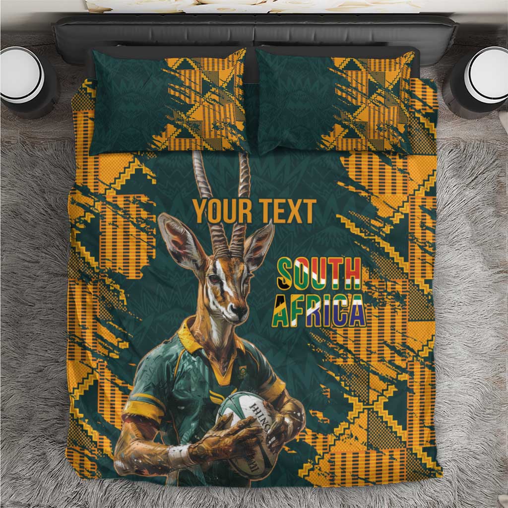 South Africa Rugby Custom Bedding Set Afro Springboks Mascot Sporty Version