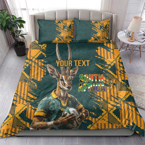 South Africa Rugby Custom Bedding Set Afro Springboks Mascot Sporty Version