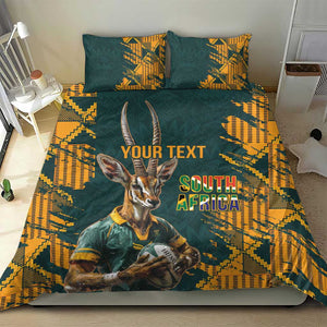 South Africa Rugby Custom Bedding Set Afro Springboks Mascot Sporty Version