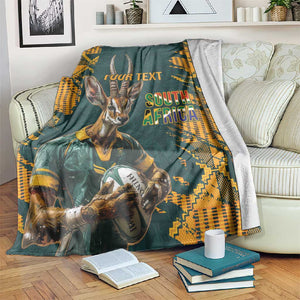 South Africa Rugby Custom Blanket Afro Springboks Mascot Sporty Version