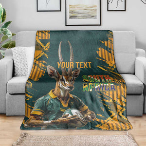 South Africa Rugby Custom Blanket Afro Springboks Mascot Sporty Version