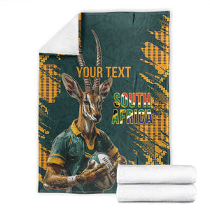 South Africa Rugby Custom Blanket Afro Springboks Mascot Sporty Version