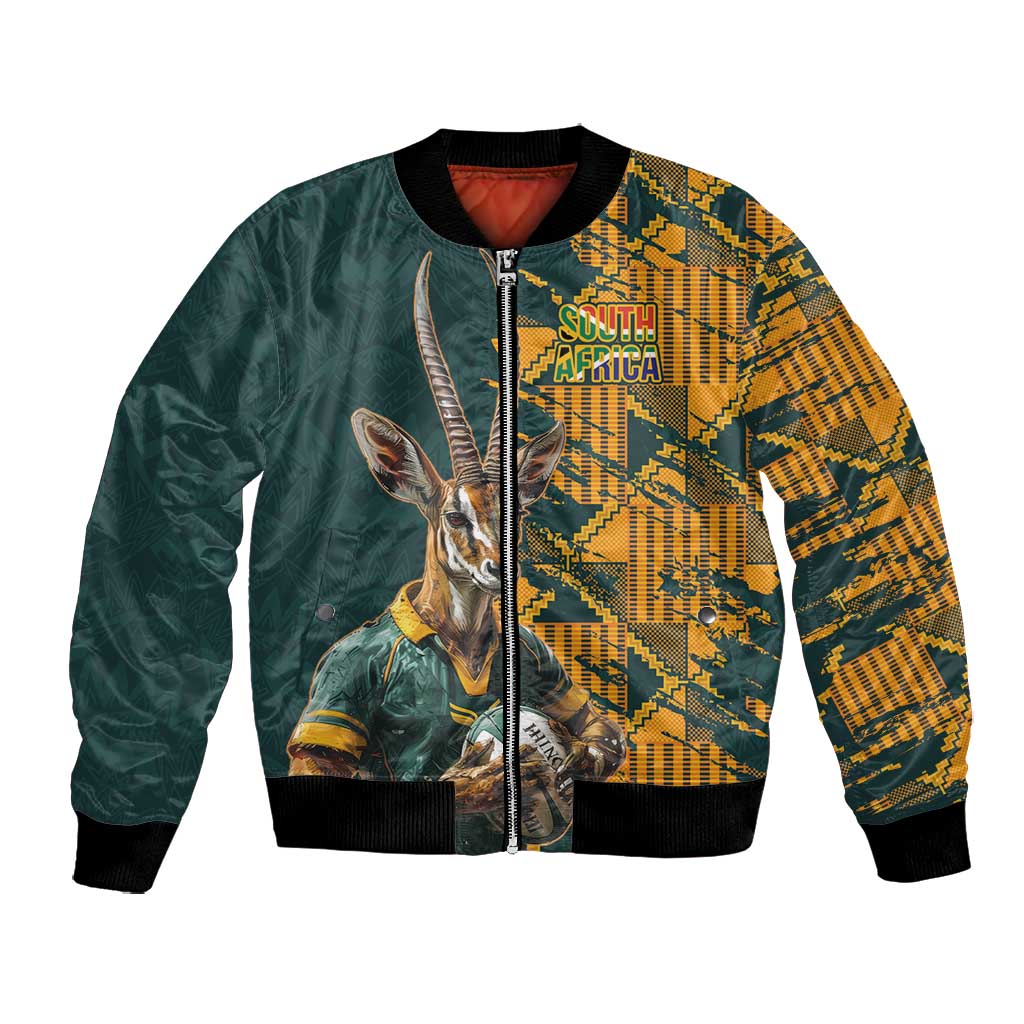 South Africa Rugby Custom Bomber Jacket Afro Springboks Mascot Sporty Version