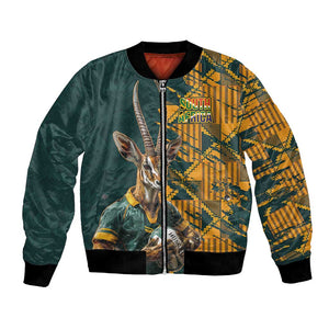 South Africa Rugby Custom Bomber Jacket Afro Springboks Mascot Sporty Version