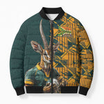 South Africa Rugby Custom Bomber Puffer Jacket Afro Springboks Mascot Sporty Version