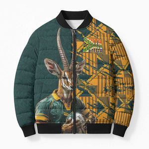 South Africa Rugby Custom Bomber Puffer Jacket Afro Springboks Mascot Sporty Version