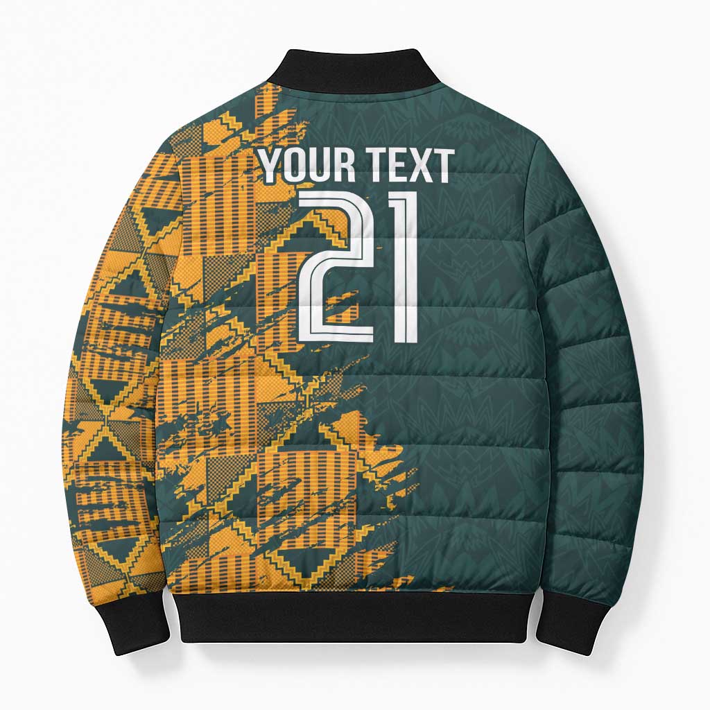 South Africa Rugby Custom Bomber Puffer Jacket Afro Springboks Mascot Sporty Version