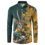 South Africa Rugby Custom Button Sweatshirt Afro Springboks Mascot Sporty Version