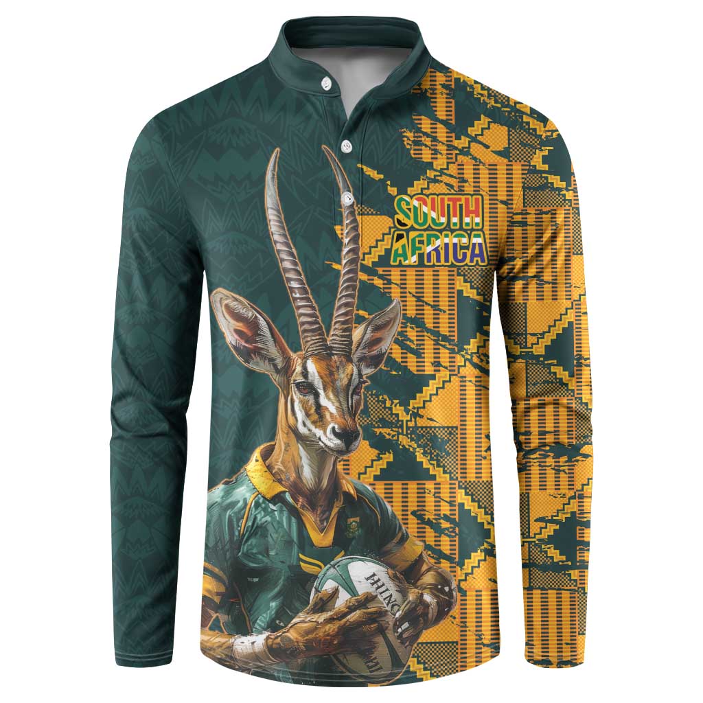 South Africa Rugby Custom Button Sweatshirt Afro Springboks Mascot Sporty Version