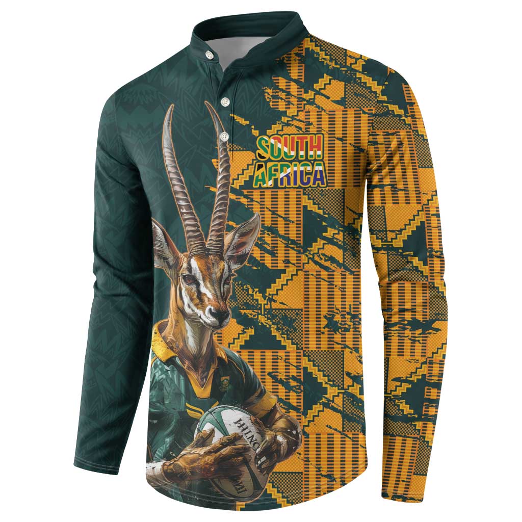 South Africa Rugby Custom Button Sweatshirt Afro Springboks Mascot Sporty Version