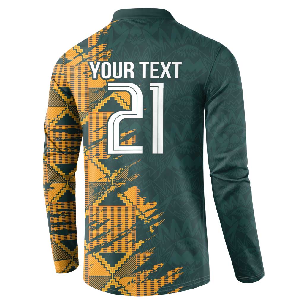 South Africa Rugby Custom Button Sweatshirt Afro Springboks Mascot Sporty Version