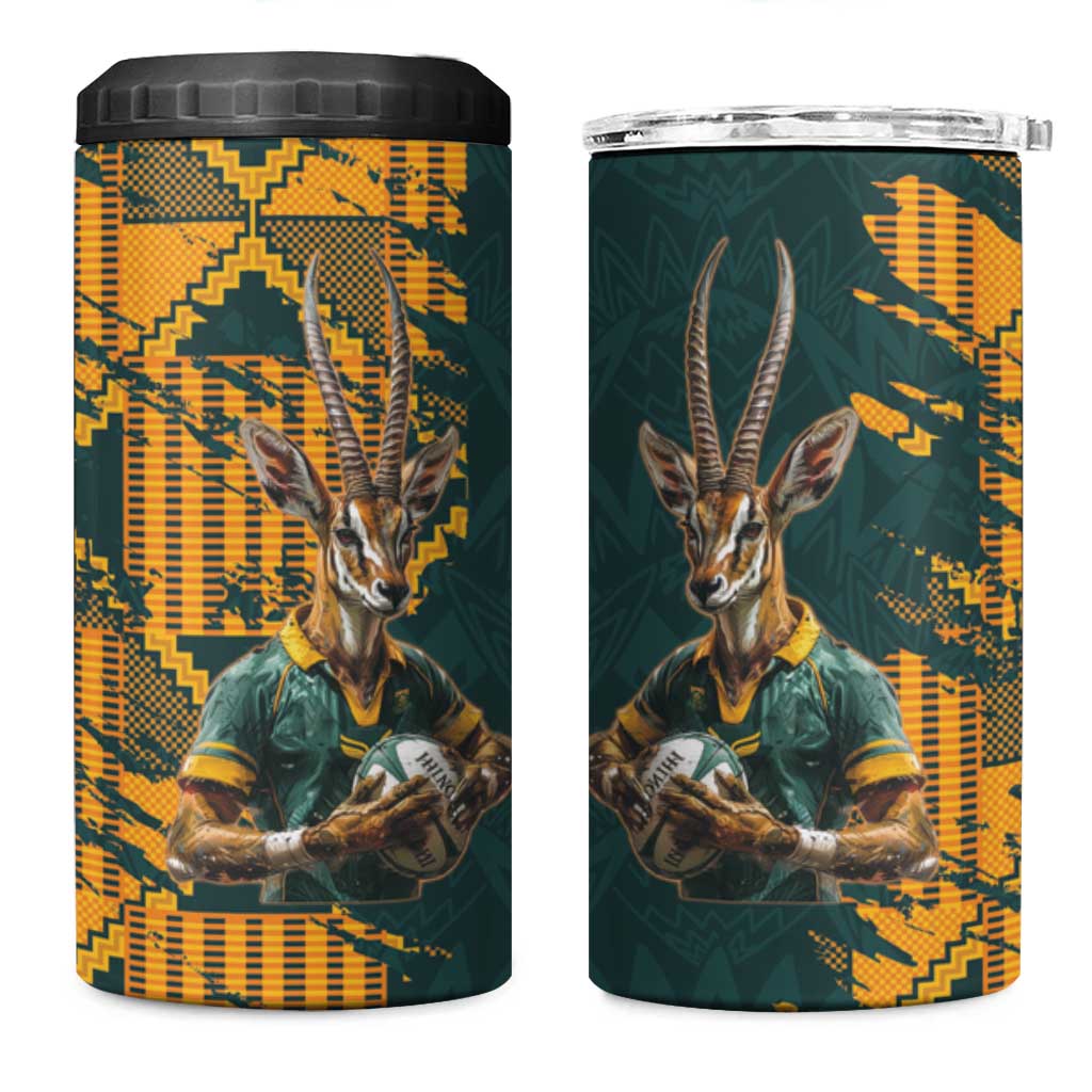 South Africa Rugby Custom 4 in 1 Can Cooler Tumbler Afro Springboks Mascot Sporty Version