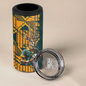 South Africa Rugby Custom 4 in 1 Can Cooler Tumbler Afro Springboks Mascot Sporty Version