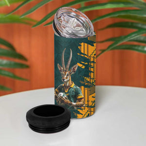 South Africa Rugby Custom 4 in 1 Can Cooler Tumbler Afro Springboks Mascot Sporty Version