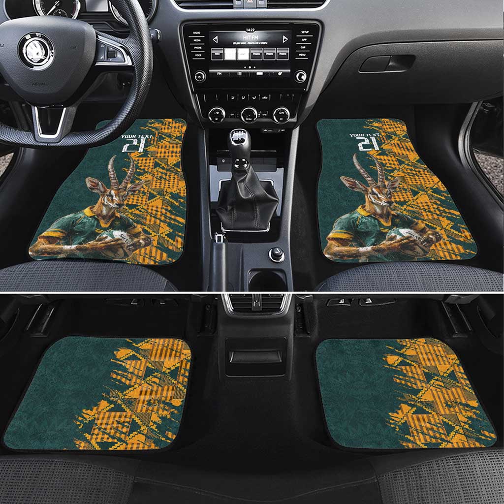 South Africa Rugby Custom Car Mats Afro Springboks Mascot Sporty Version