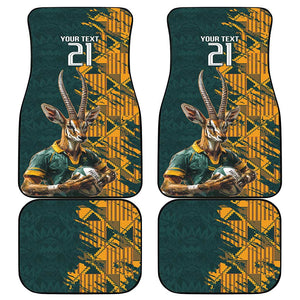 South Africa Rugby Custom Car Mats Afro Springboks Mascot Sporty Version