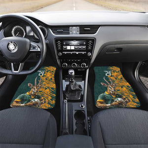 South Africa Rugby Custom Car Mats Afro Springboks Mascot Sporty Version