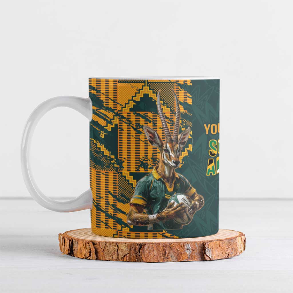 South Africa Rugby Custom Ceramic Mug Afro Springboks Mascot Sporty Version