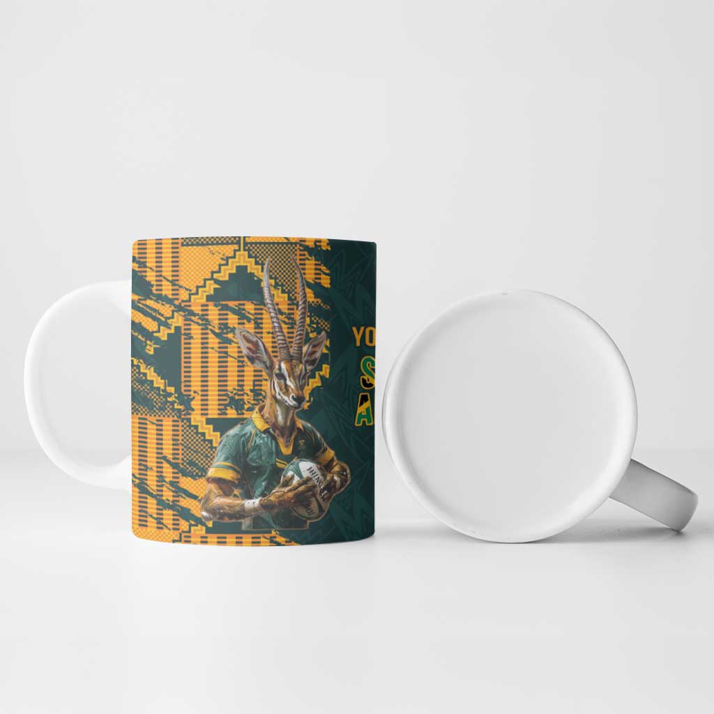 South Africa Rugby Custom Ceramic Mug Afro Springboks Mascot Sporty Version