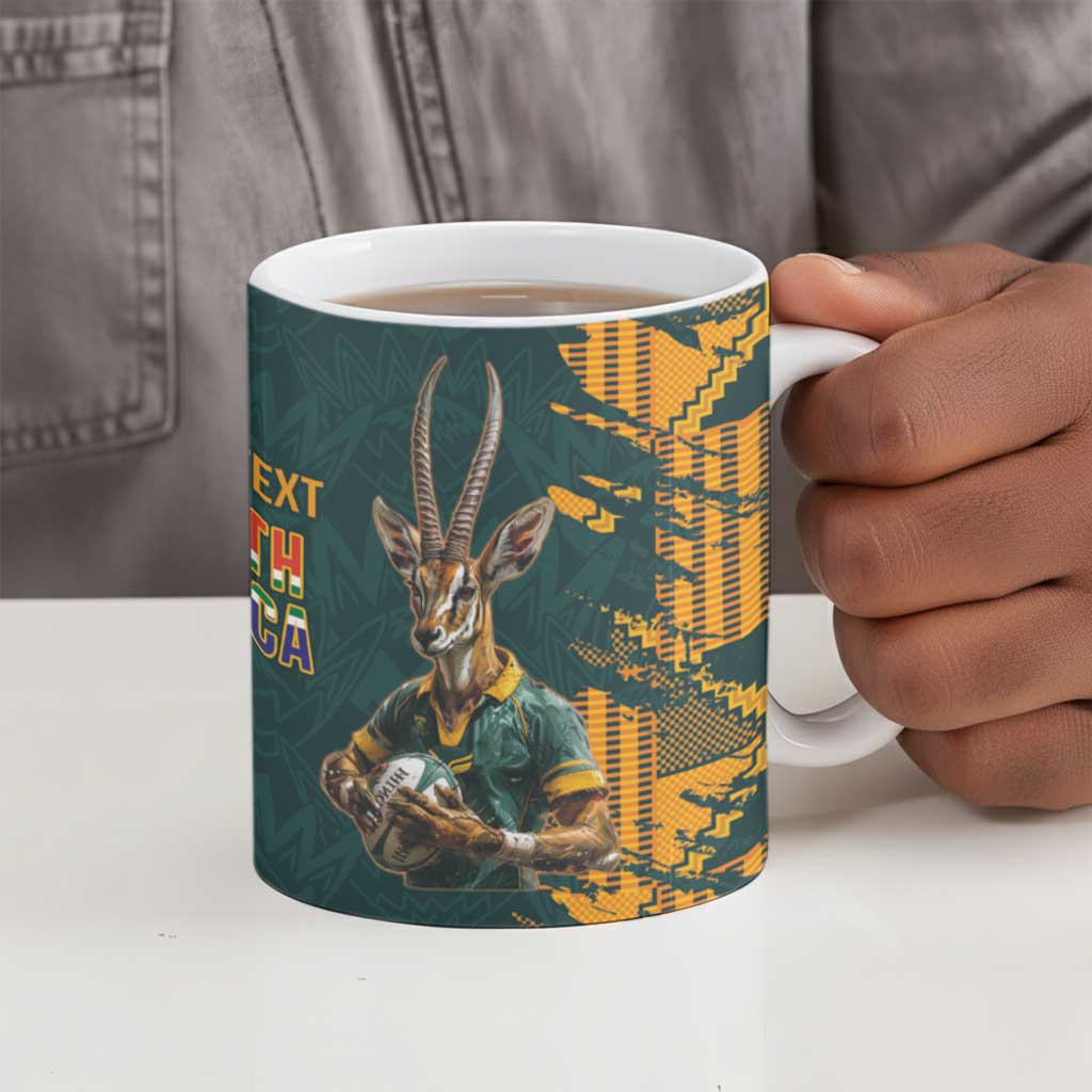 South Africa Rugby Custom Ceramic Mug Afro Springboks Mascot Sporty Version