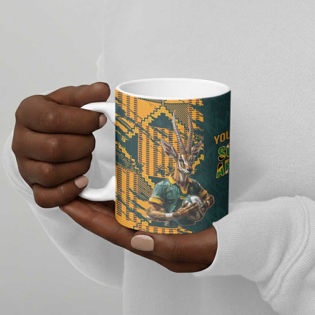 South Africa Rugby Custom Ceramic Mug Afro Springboks Mascot Sporty Version