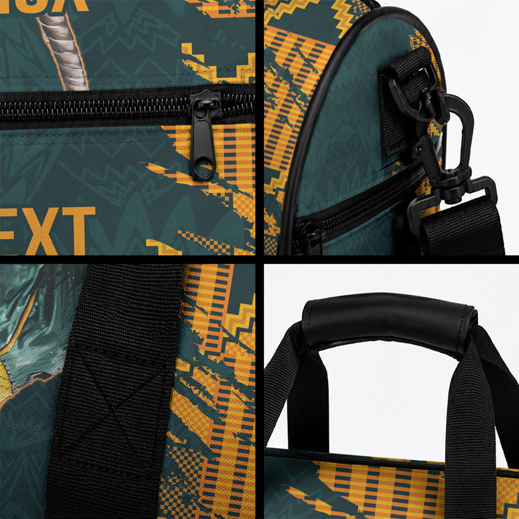 South Africa Rugby Custom Duffle Bag Afro Springboks Mascot Sporty Version