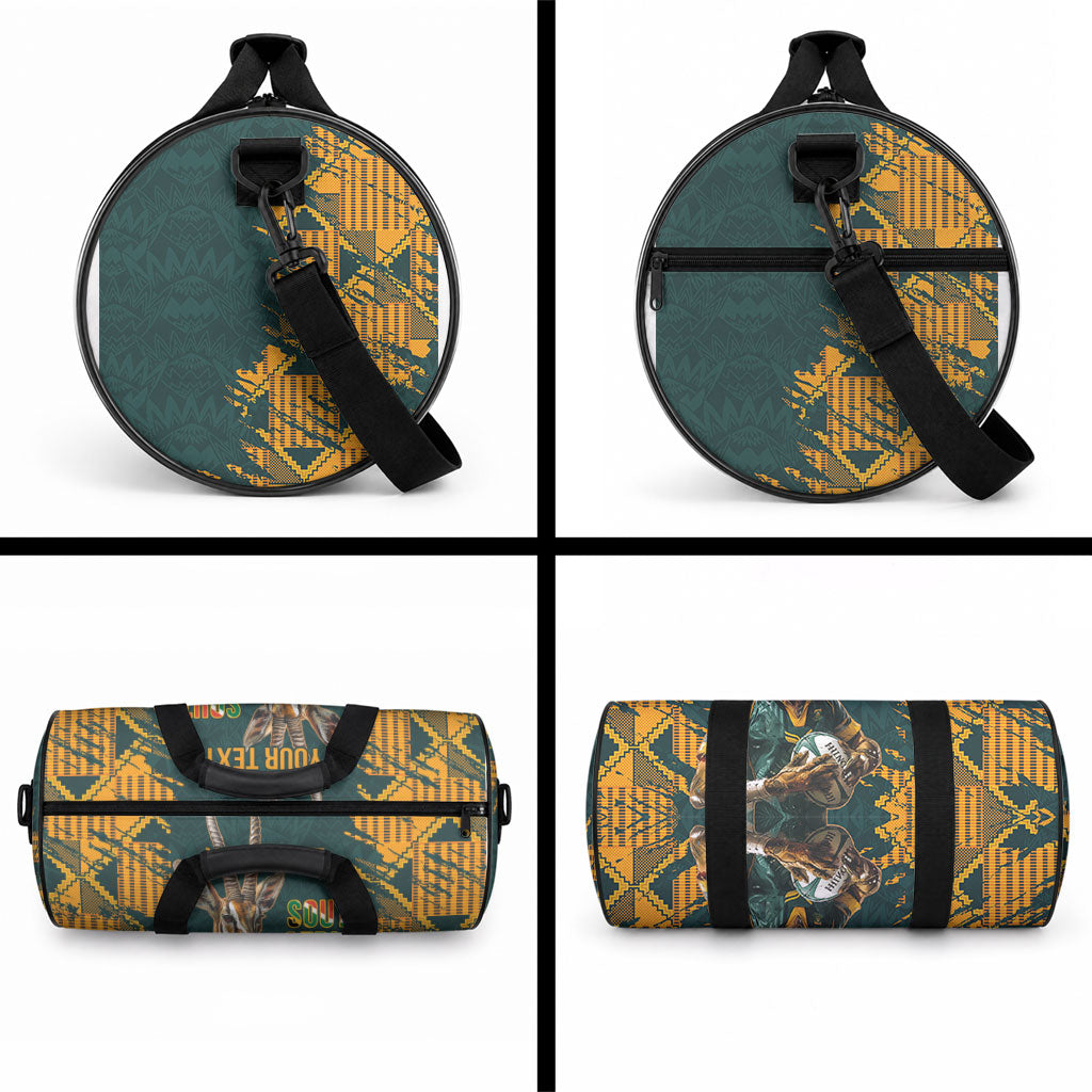 South Africa Rugby Custom Duffle Bag Afro Springboks Mascot Sporty Version