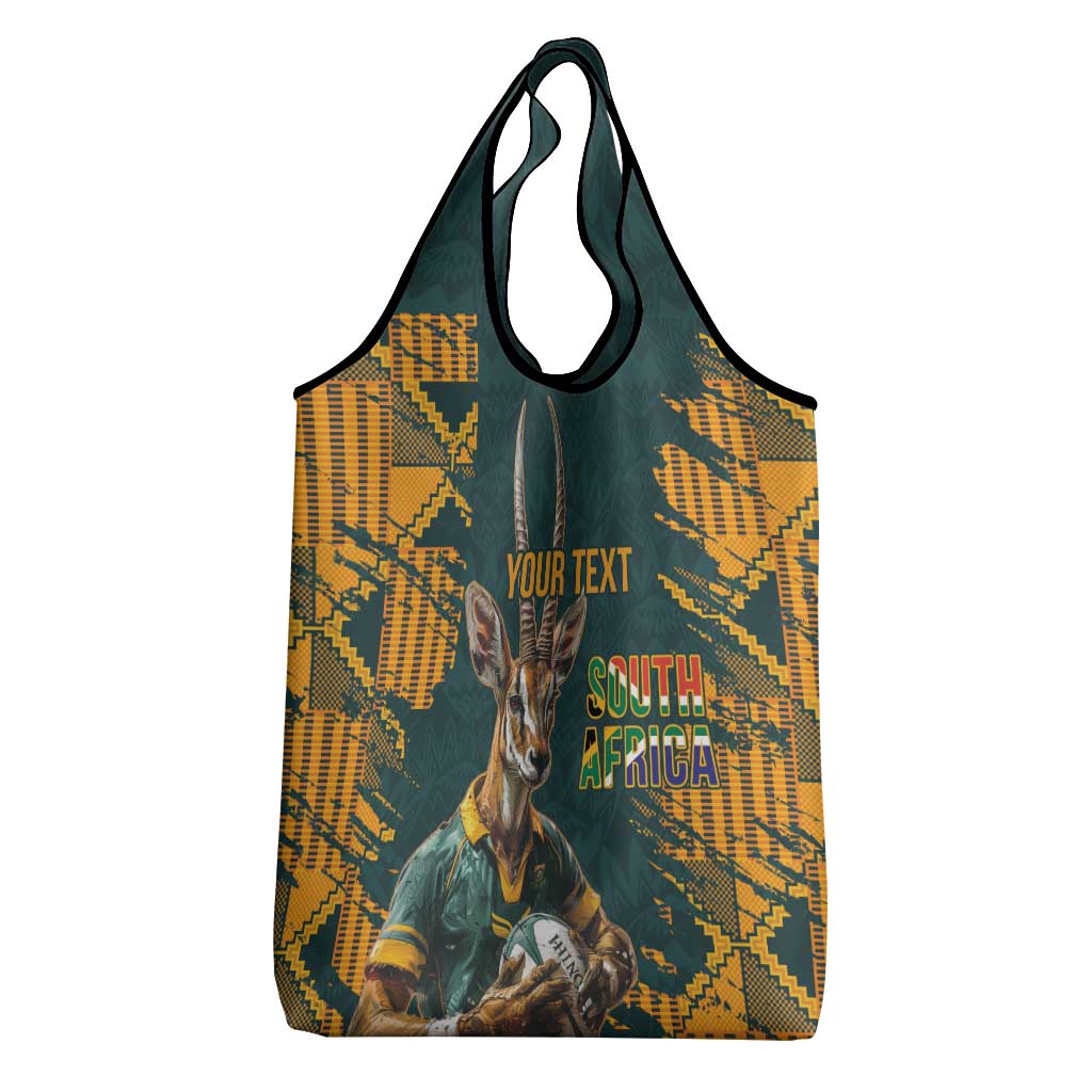 South Africa Rugby Custom Grocery Bag Afro Springboks Mascot Sporty Version