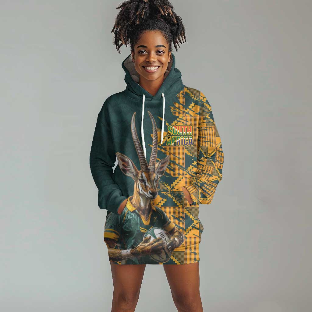 South Africa Rugby Custom Hoodie Dress Afro Springboks Mascot Sporty Version