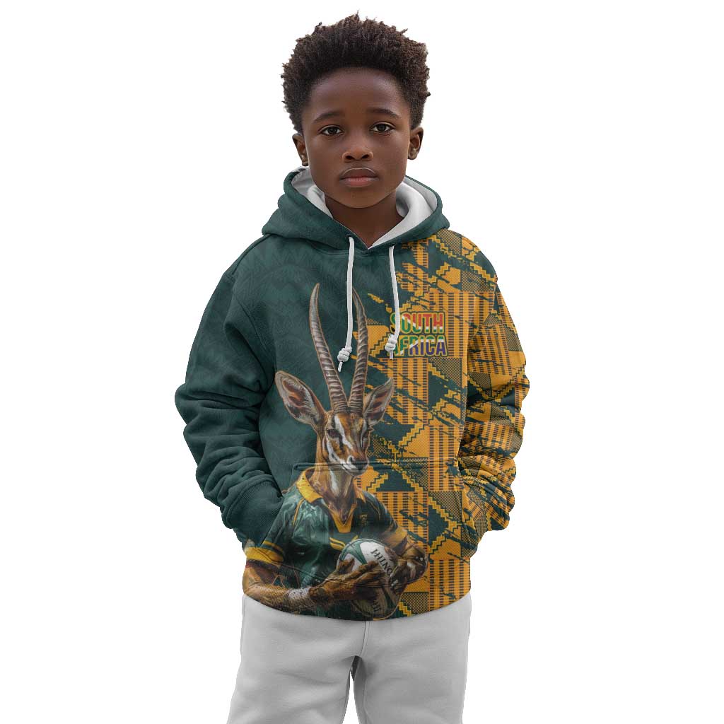 South Africa Rugby Custom Kid Hoodie Afro Springboks Mascot Sporty Version