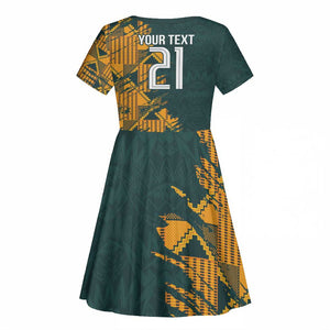 South Africa Rugby Custom Kid Short Sleeve Dress Afro Springboks Mascot Sporty Version