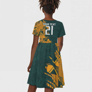 South Africa Rugby Custom Kid Short Sleeve Dress Afro Springboks Mascot Sporty Version