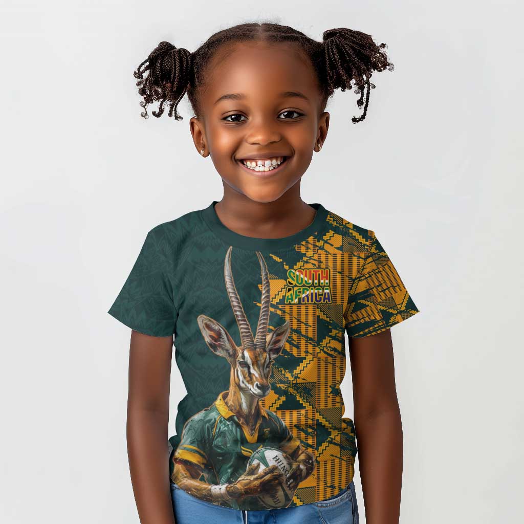 South Africa Rugby Custom Kid T shirt Afro Springboks Mascot Sporty Version