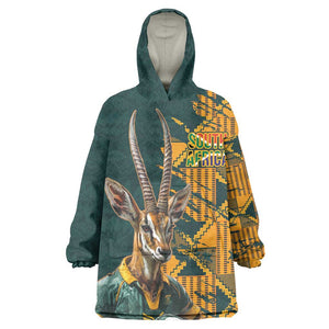 South Africa Rugby Custom Kid Wearable Blanket Hoodie Afro Springboks Mascot Sporty Version