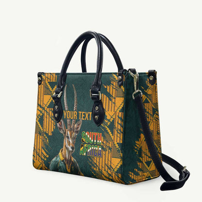 South Africa Rugby Custom Leather Bag Afro Springboks Mascot Sporty Version