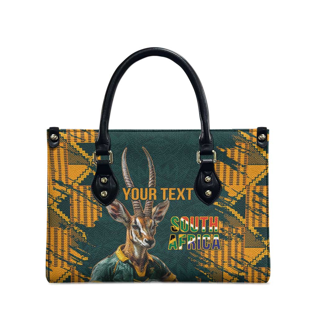South Africa Rugby Custom Leather Bag Afro Springboks Mascot Sporty Version